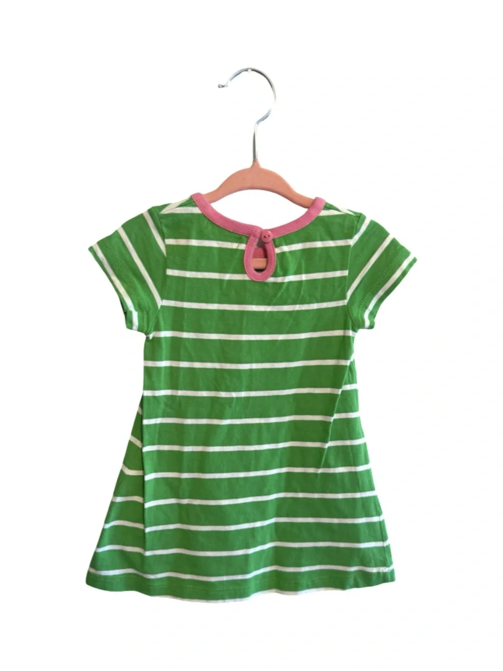 Baby Luigi Green & White Stripe Size 12M Pink Whale Toddler Girl Dress
